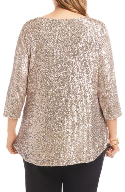 Karen Kane Sequin Drape Neck Top In Gold