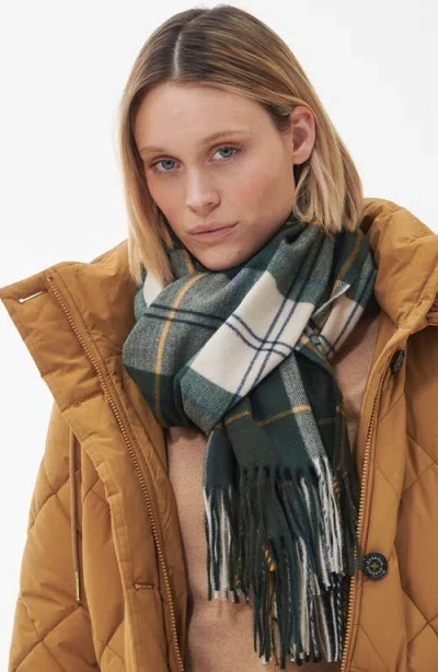 Barbour Hailes Tartan Fringe Scarf In Green