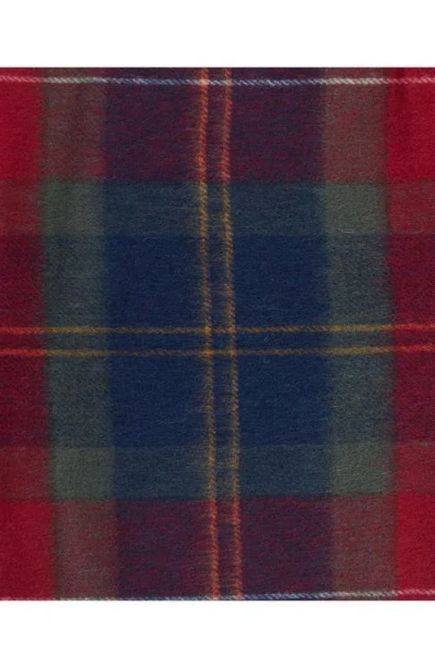 Barbour Tartan Lambswool & Cashmere Fringe Scarf In Blue