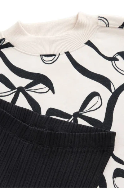 Next Kids' Bow Print Sweatshirt & Flare Leggings Set In Multi