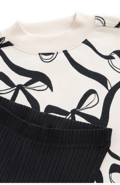 Next Kids' Bow Print Sweatshirt & Flare Leggings Set In Multi