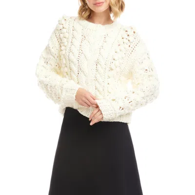 Karen Kane Hand Knit Cable Sweater In White