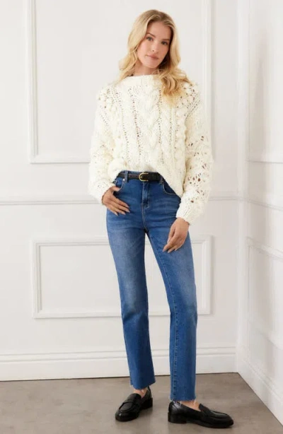 Karen Kane Hand Knit Cable Sweater In White