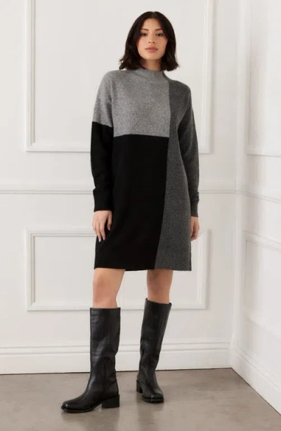 Karen Kane Colorblock Long Sleeve Sweater Dress In Gray