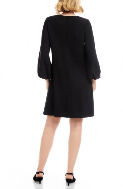 Karen Kane Embellished Bow Long Sleeve Shift Dress In Black
