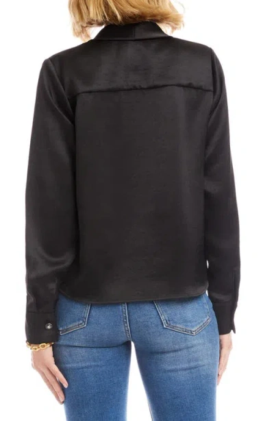 Karen Kane Tie Neck Satin Top In Black