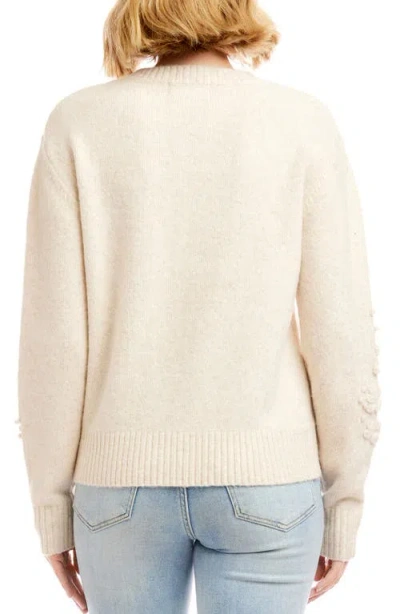Karen Kane Hand Embroidered Flower Detail Sweater In White