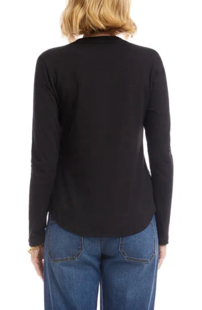 Karen Kane Embellished Rhinestone Bow Long Sleeve T-shirt In Black
