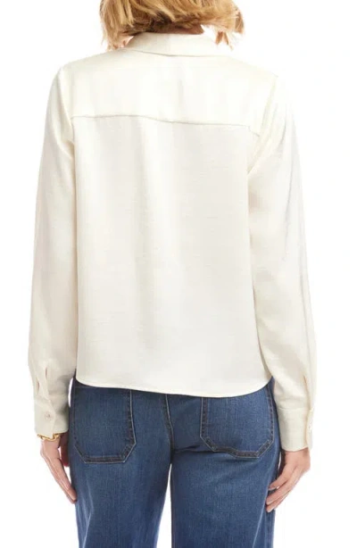 Karen Kane Tie Neck Satin Top In White