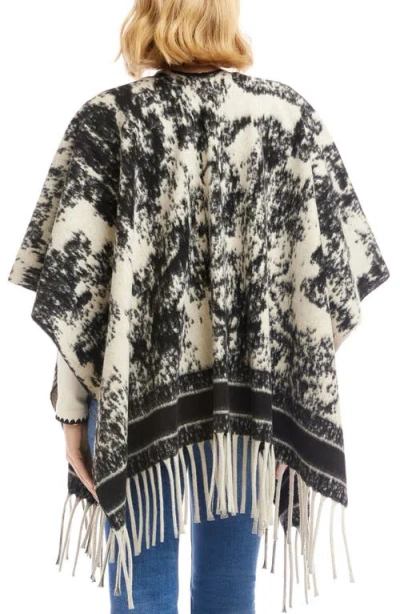 Karen Kane Fringe Poncho In Gray