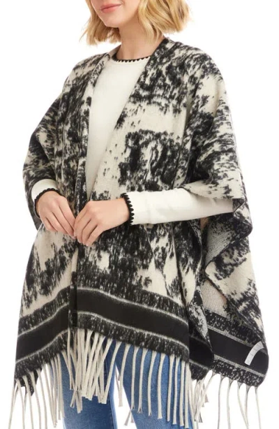 Karen Kane Fringe Poncho In Gray