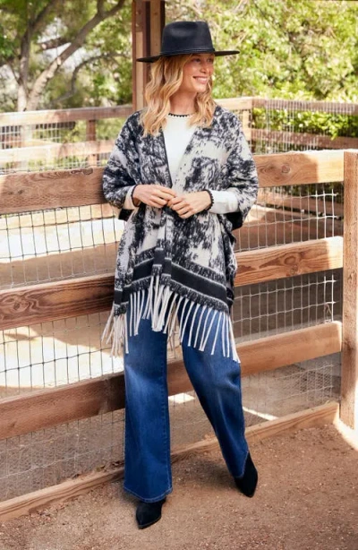 Karen Kane Fringe Poncho In Gray