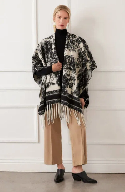 Karen Kane Fringe Poncho In Gray