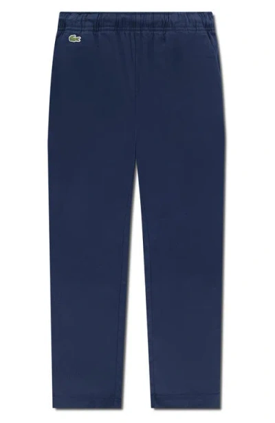 Lacoste Kids' Stretch Organic Cotton Twill Pants In Blue