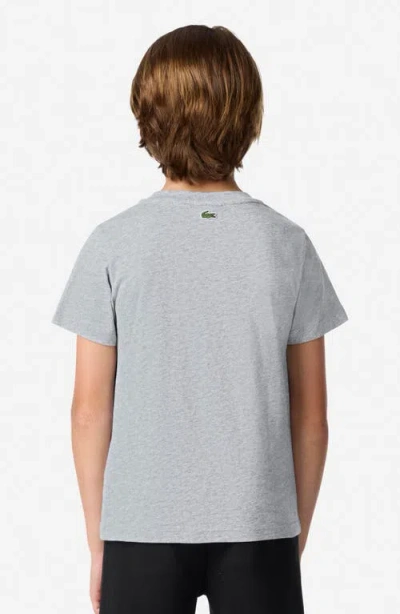 Lacoste Kids' Puff Logo Organic Cotton T-shirt In Gray