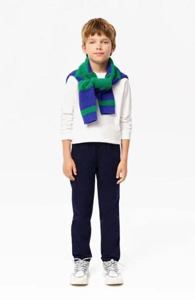 Lacoste Kids' Stretch Organic Cotton Twill Pants In Blue