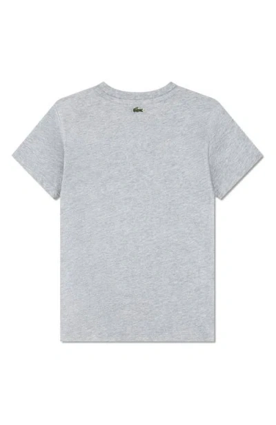 Lacoste Kids' Puff Logo Organic Cotton T-shirt In Gray