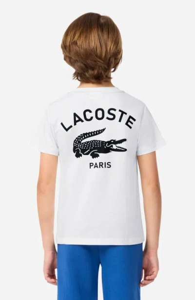 Lacoste Kids' Logo Organic Cotton Graphic T-shirt In White