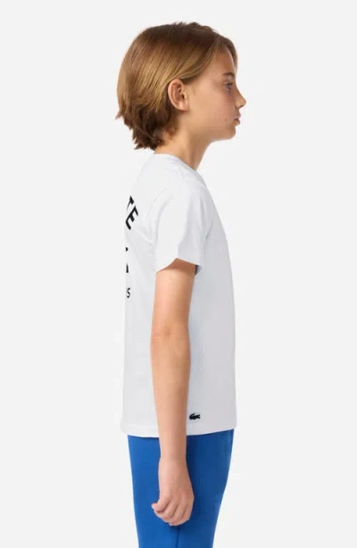 Lacoste Kids' Logo Organic Cotton Graphic T-shirt In White