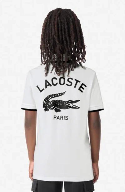 Lacoste Kids' Stretch Organic Cotton Piqué Polo In White