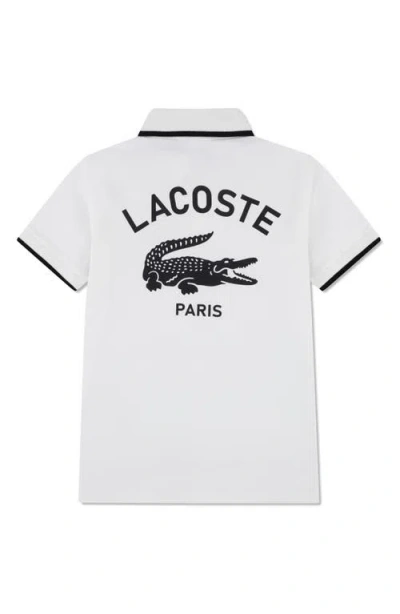 Lacoste Kids' Stretch Organic Cotton Piqué Polo In White