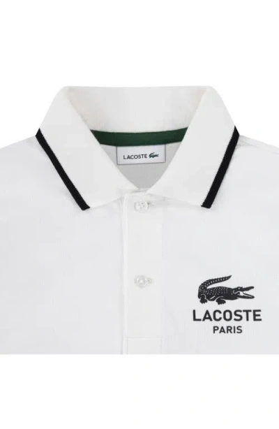 Lacoste Kids' Stretch Organic Cotton Piqué Polo In White