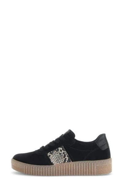 Gabor Snakeskin Embossed Sneaker In Black