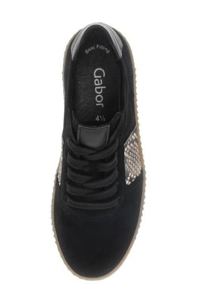 Gabor Snakeskin Embossed Sneaker In Black