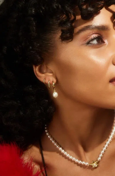 Ana Luisa Medium Frida Freshwater Pearl Drop Hoop Earrings In Multi