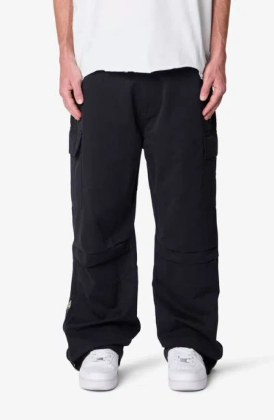 Mnml Ultra Baggy Cotton Ripstop Cargo Pants In Black