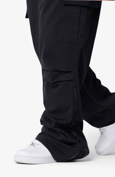 Mnml Ultra Baggy Cotton Ripstop Cargo Pants In Black