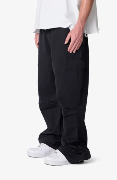 Mnml Ultra Baggy Cotton Ripstop Cargo Pants In Black