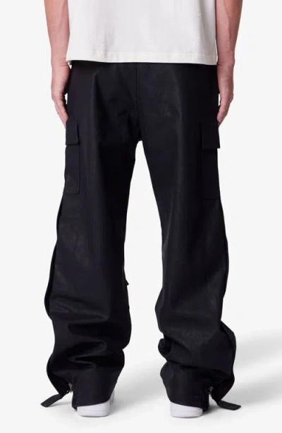 Mnml Ultra Baggy Side Snap Faux Leather Cargo Pants In Black