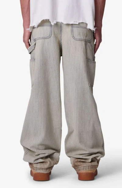 Mnml Ultra Baggy Ripped Railroad Stripe Carpenter Jeans In Multi