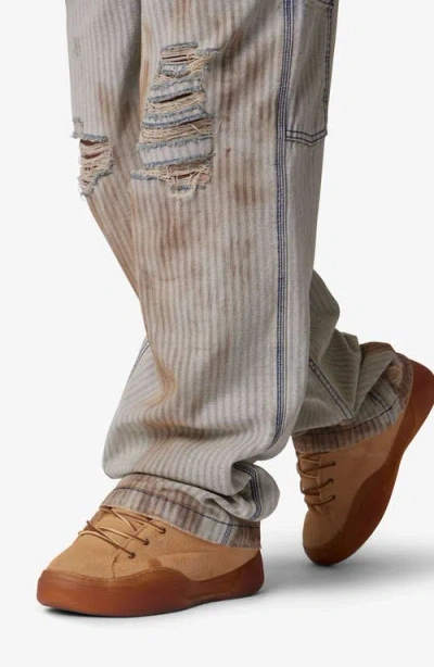 Mnml Ultra Baggy Ripped Railroad Stripe Carpenter Jeans In Multi