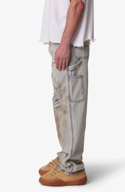 Mnml Ultra Baggy Ripped Railroad Stripe Carpenter Jeans In Multi