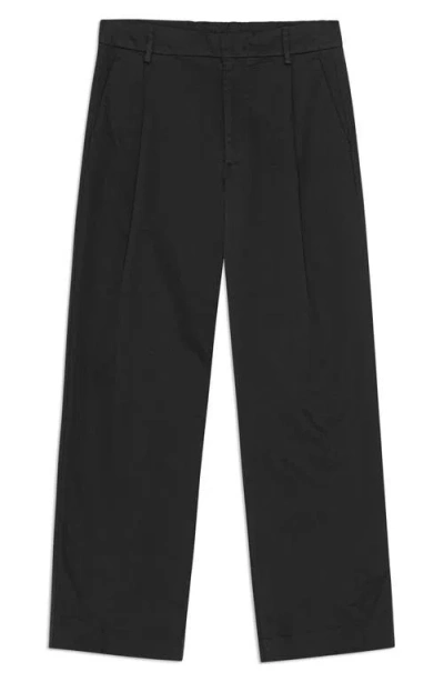 Nn07 Kay 1088 Straight-leg Pleated Recycled Woven Trousers In Black