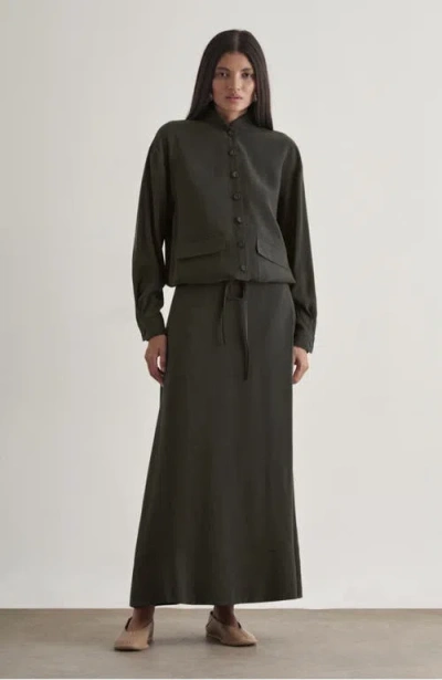 Mizalle Drawstring Jacket In Green