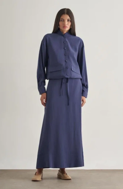 Mizalle Drawstring Jacket In Blue