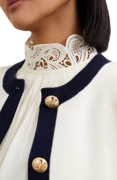 Reiss Olive Wool-cashmere Crewneck Cardigan In Multi