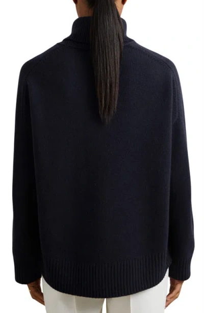 Reiss Womens Navy Brooklyn Roll-neck Wool And Cashmere-blend Jumper Xs In Blue