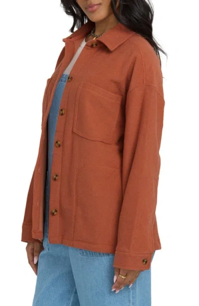 Billabong After Time Oversize Shacket In Brown