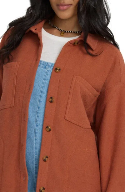 Billabong After Time Oversize Shacket In Brown