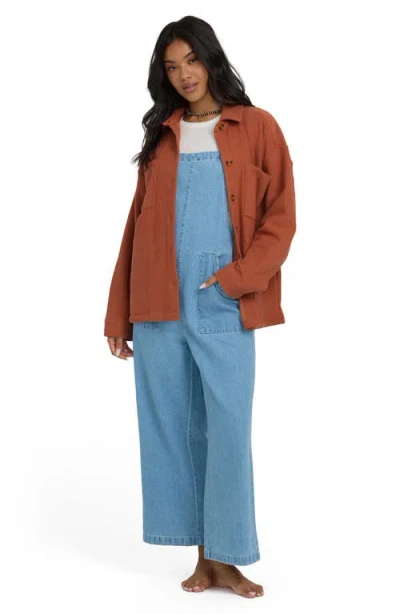 Billabong After Time Oversize Shacket In Brown