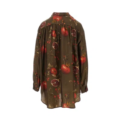 Uma Wang Pomegranate-print Asymmetrical-buttoned Top In Brown