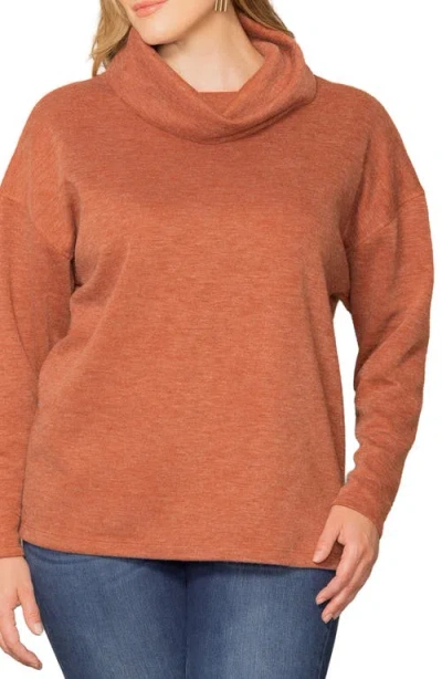 Kiyonna Astrid Turtleneck Sweater In Brown