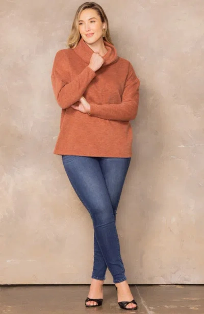 Kiyonna Astrid Turtleneck Sweater In Brown