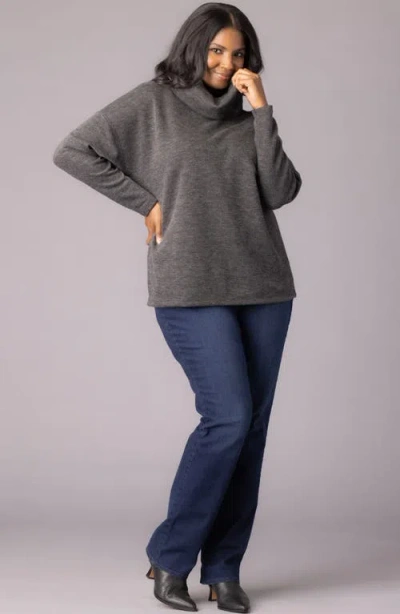 Kiyonna Astrid Turtleneck Sweater In Gray