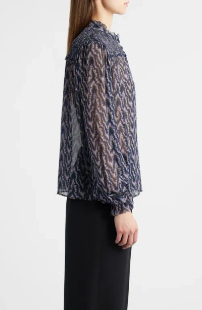 Hugo Boss Boss Orange Benvylla Chevron Print Button-up Shirt In Blue