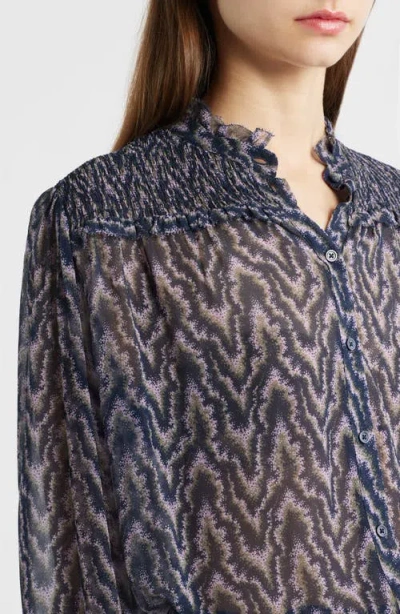 Hugo Boss Boss Orange Benvylla Chevron Print Button-up Shirt In Blue